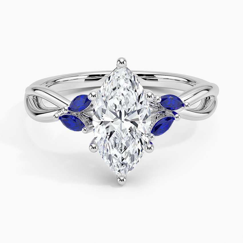 Willow Ring With Sapphire Accents Platinum Marquise Engagement Ring