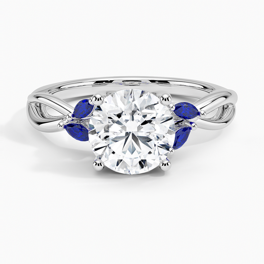 Willow Ring With Sapphire Accents Platinum Round Engagement Ring