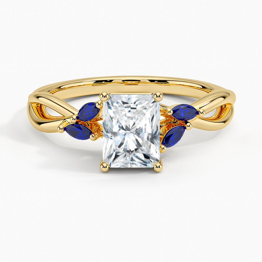 Willow Ring With Sapphire Accents Yellow Gold 18k Radiant Engagement Ring