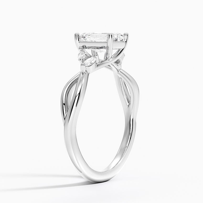 Willow Diamond Ring (1/8 ct. tw.) Platinum Emerald Engagement Ring