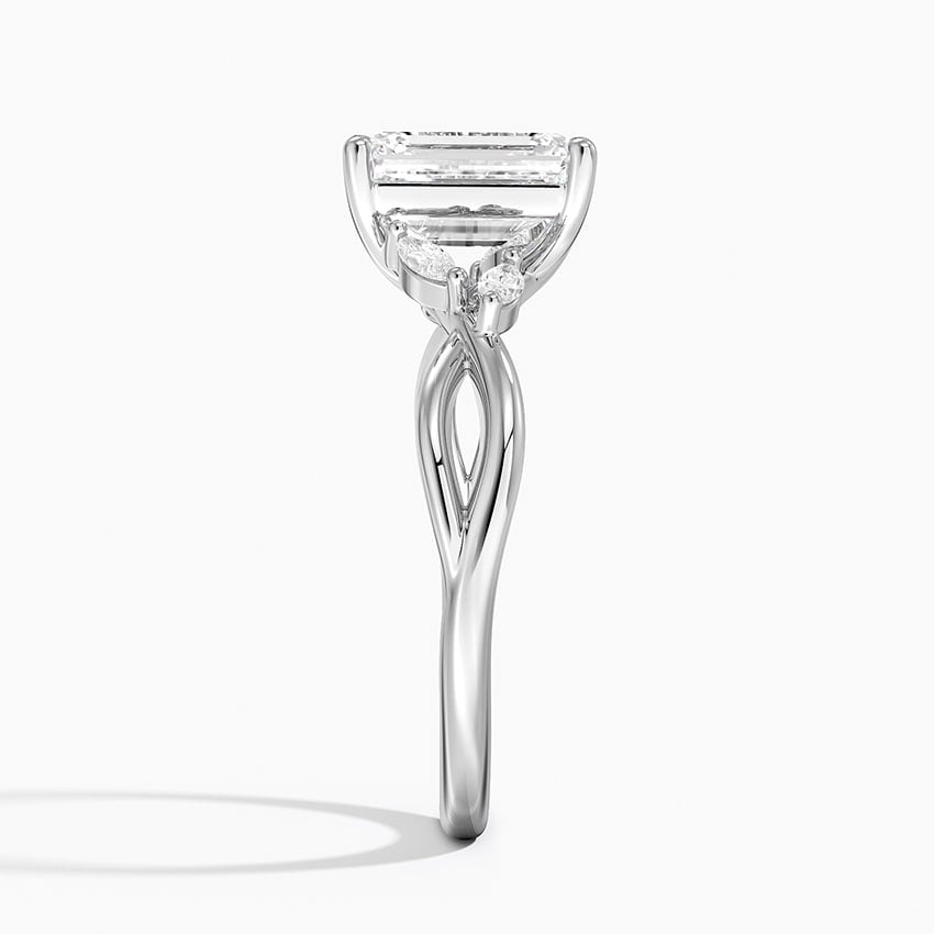 Willow Diamond Ring (1/8 ct. tw.) Platinum Emerald Engagement Ring