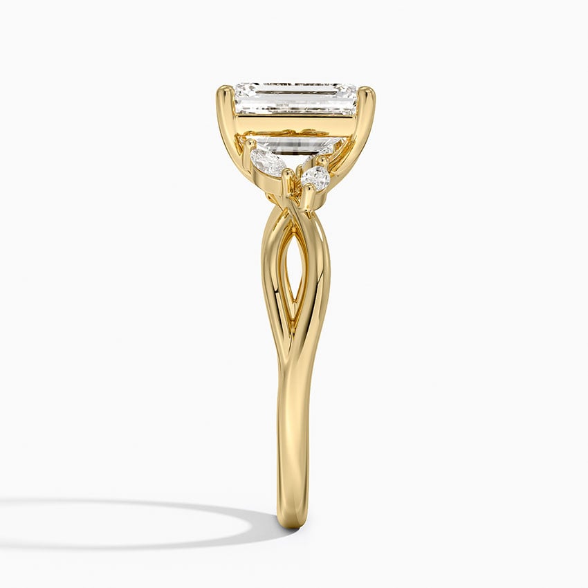 Willow Diamond Ring (1/8 ct. tw.) Yellow Gold 18k Emerald Engagement Ring