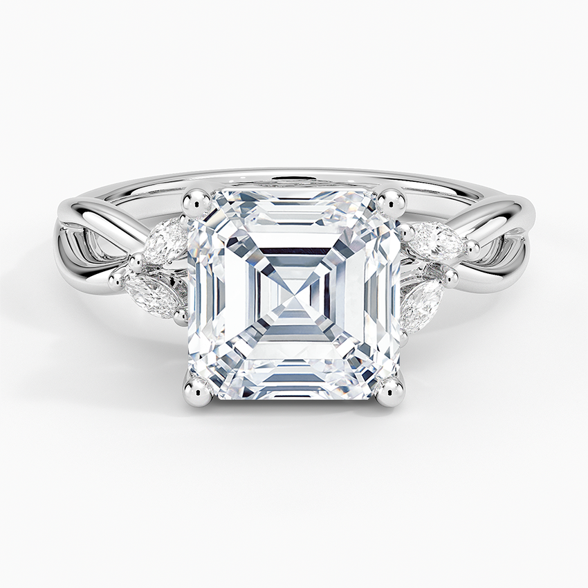Willow Diamond Ring (1/8 ct. tw.) Platinum Asscher Engagement Ring