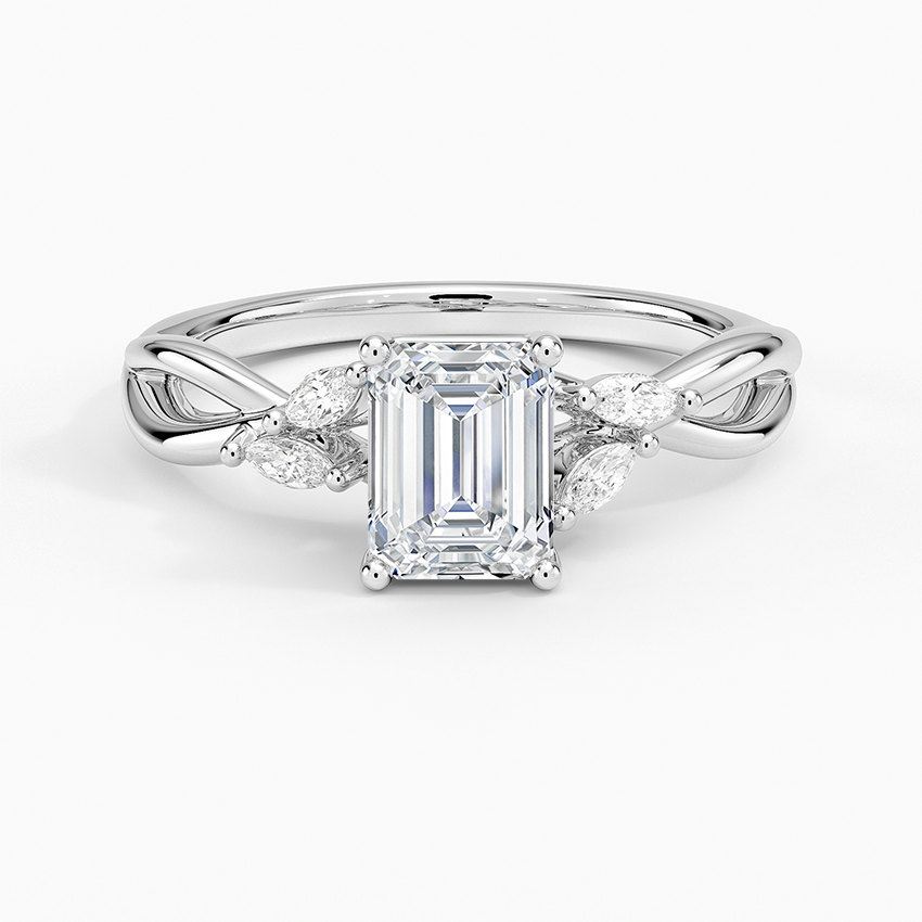 Willow Diamond Ring (1/8 ct. tw.) Platinum Emerald Engagement Ring