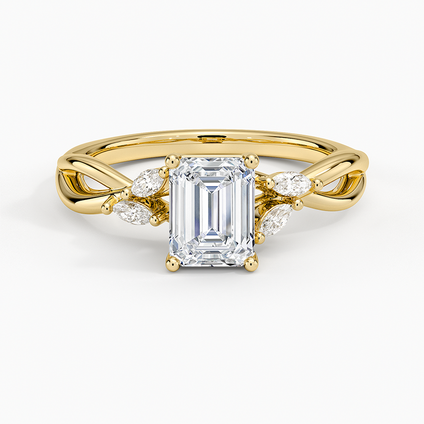 Willow Diamond Ring (1/8 ct. tw.) Yellow Gold 18k Emerald Engagement Ring