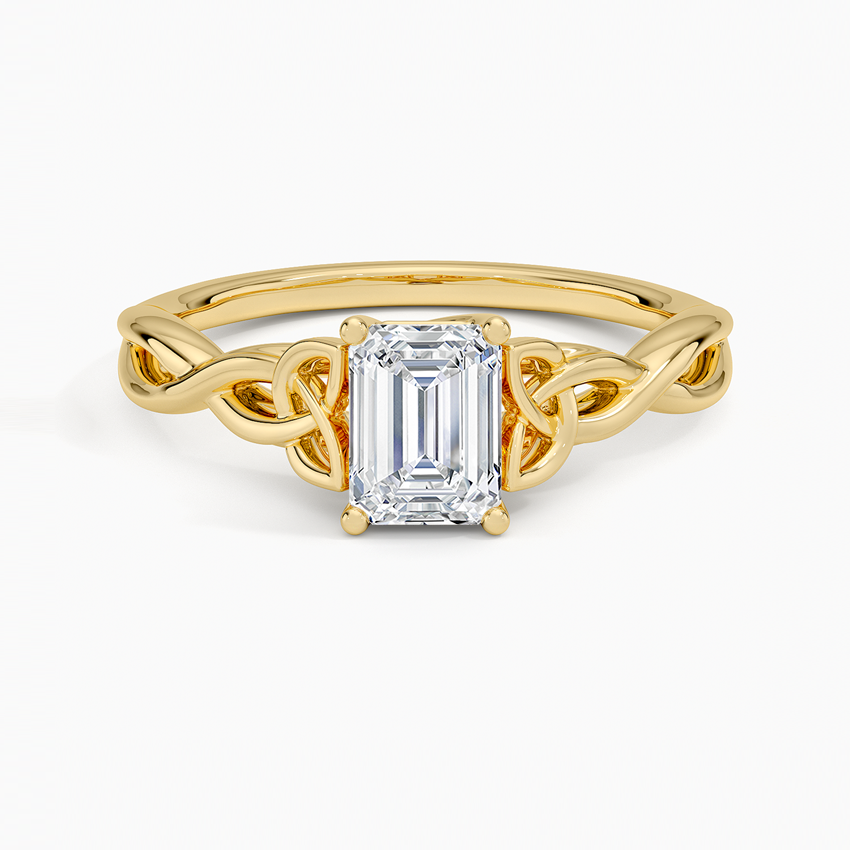 Celtic Love Knot Ring Yellow Gold 18k Emerald Engagement Ring