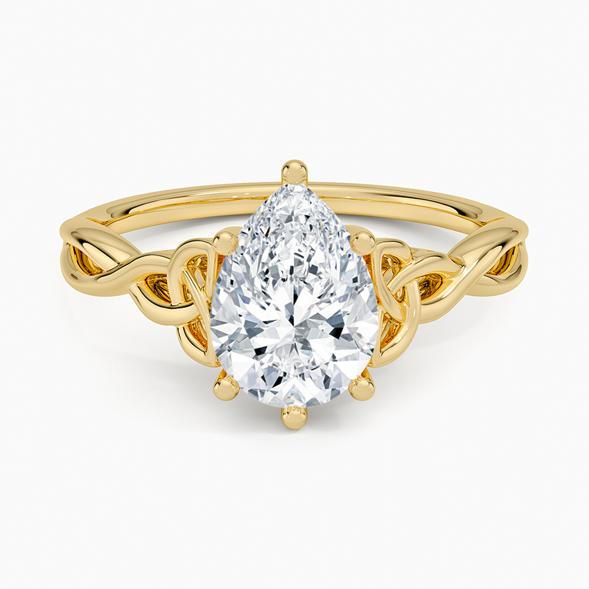Celtic Love Knot Ring Yellow Gold 18k Pear Engagement Ring