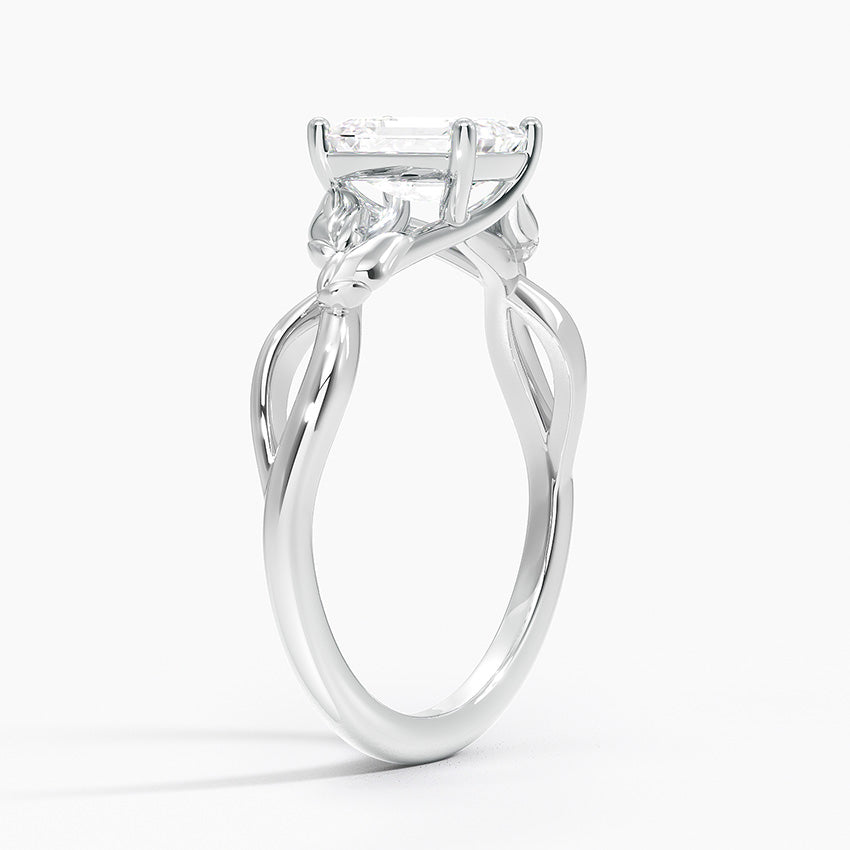 Budding Willow Solitaire Ring Platinum Emerald Engagement Ring