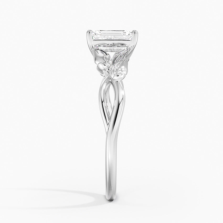 Budding Willow Solitaire Ring Platinum Emerald Engagement Ring