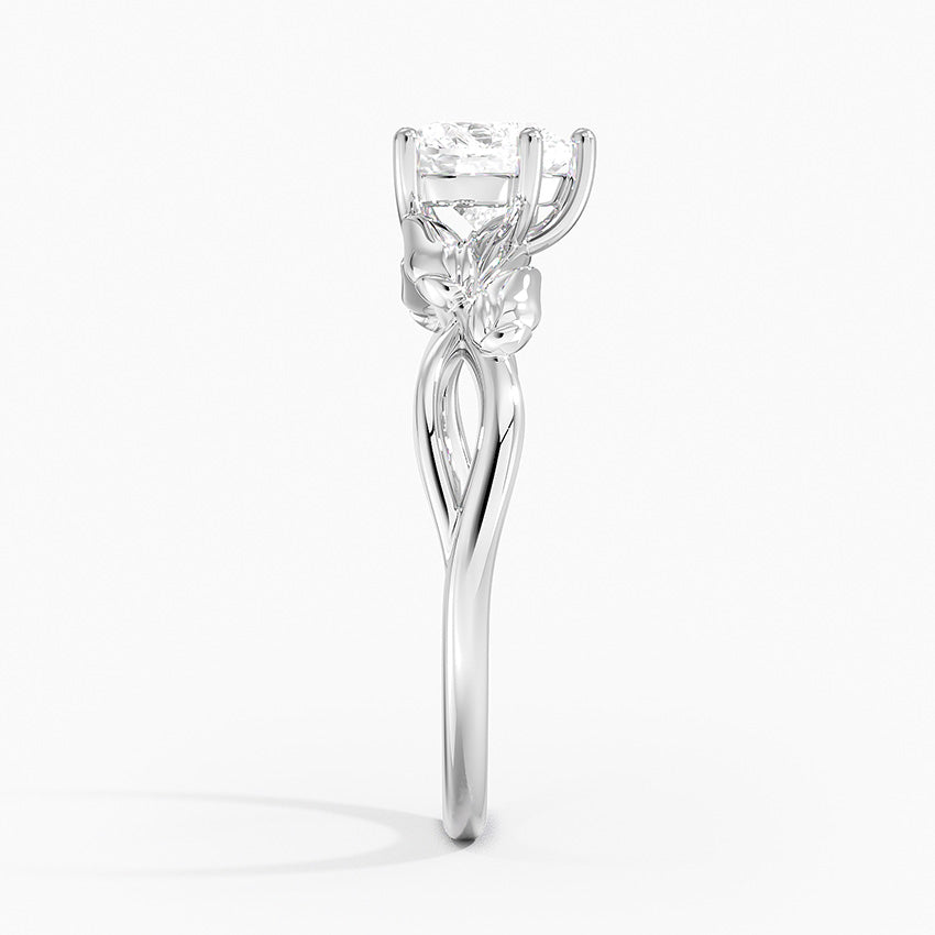 Budding Willow Solitaire Ring Platinum Heart Engagement Ring