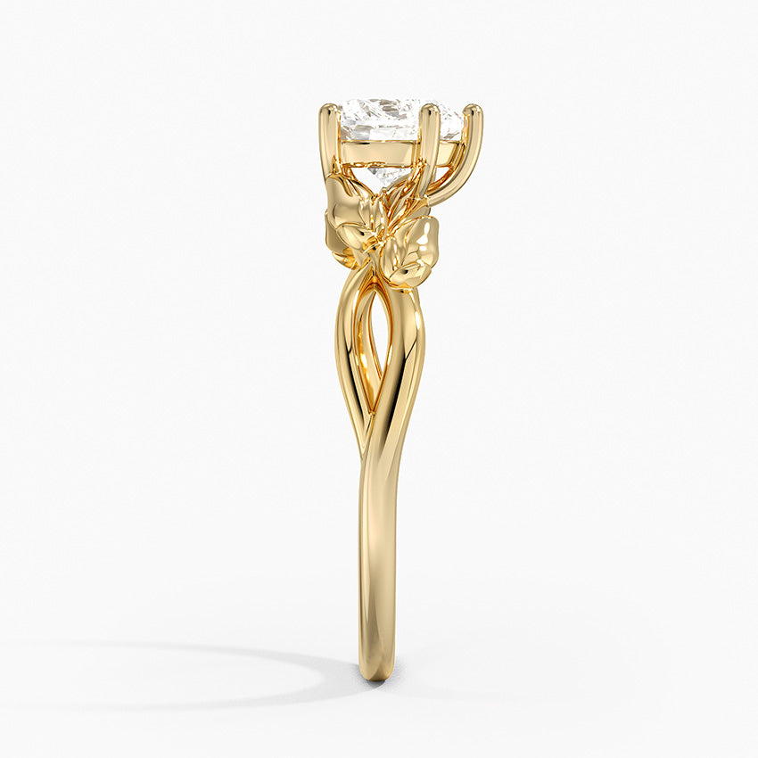 Budding Willow Solitaire Ring Yellow Gold 18k Heart Engagement Ring