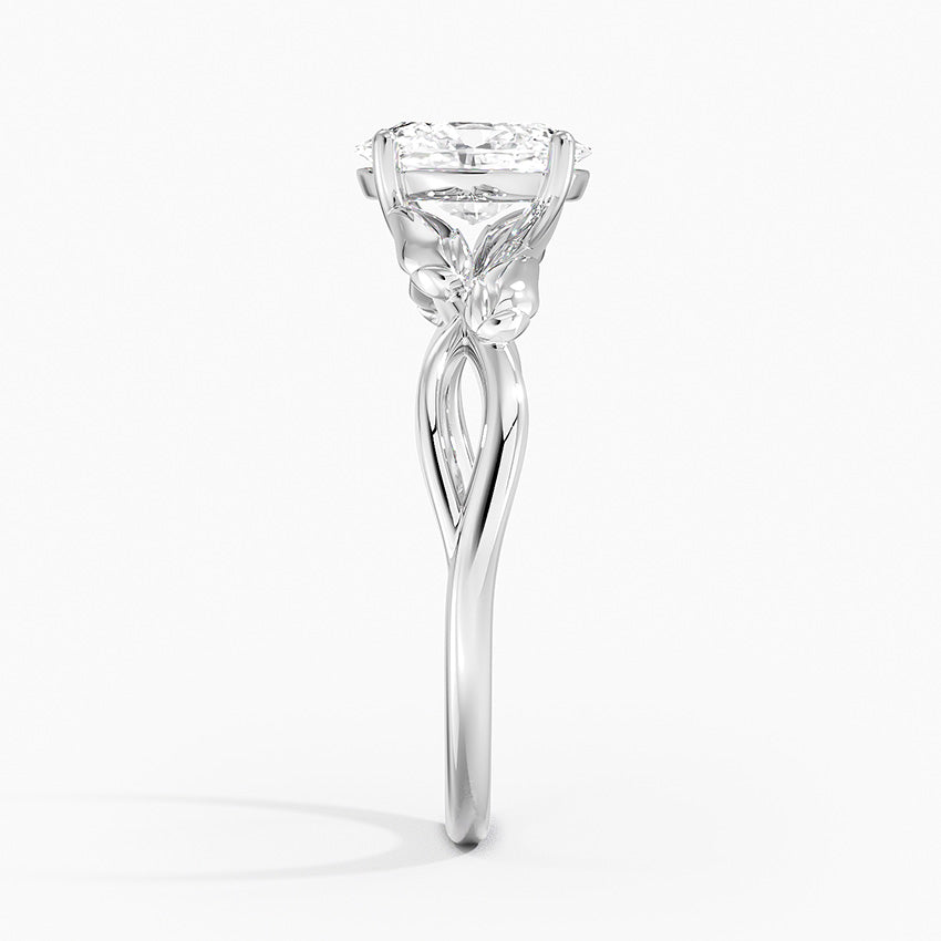 Budding Willow Solitaire Ring Platinum Oval Engagement Ring