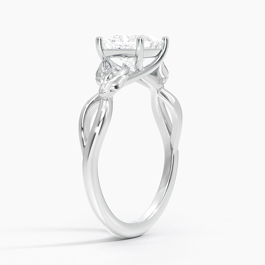 Budding Willow Solitaire Ring Platinum Princess Engagement Ring