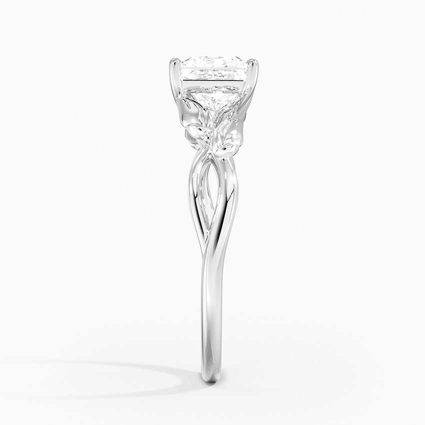 Budding Willow Solitaire Ring Platinum Princess Engagement Ring