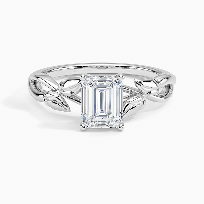 Budding Willow Solitaire Ring Platinum Emerald Engagement Ring