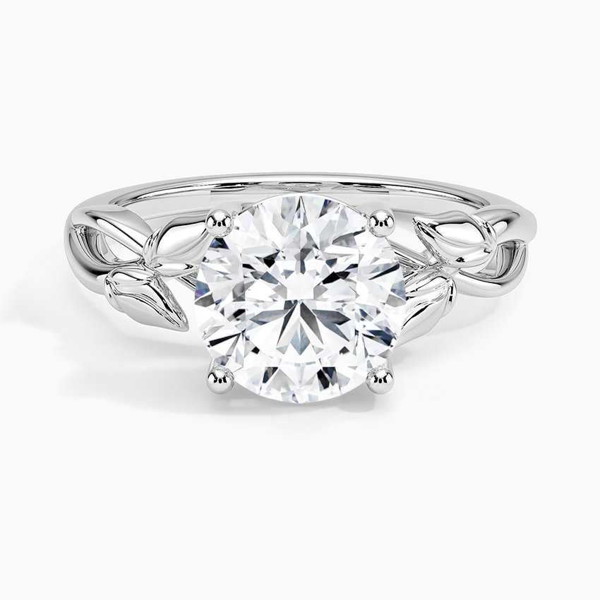 Budding Willow Solitaire Ring Platinum Round Engagement Ring
