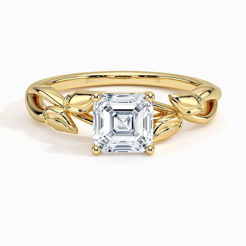 Budding Willow Solitaire Ring Yellow Gold 18k Asscher Engagement Ring