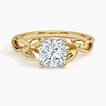 Budding Willow Solitaire Ring Yellow Gold 18k Cushion Engagement Ring