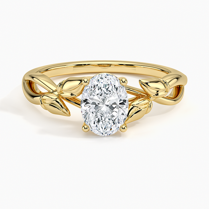 Budding Willow Solitaire Ring Yellow Gold 18k Oval Engagement Ring