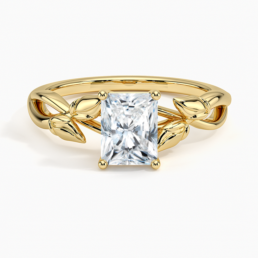 Budding Willow Solitaire Ring Yellow Gold 18k Radiant Engagement Ring