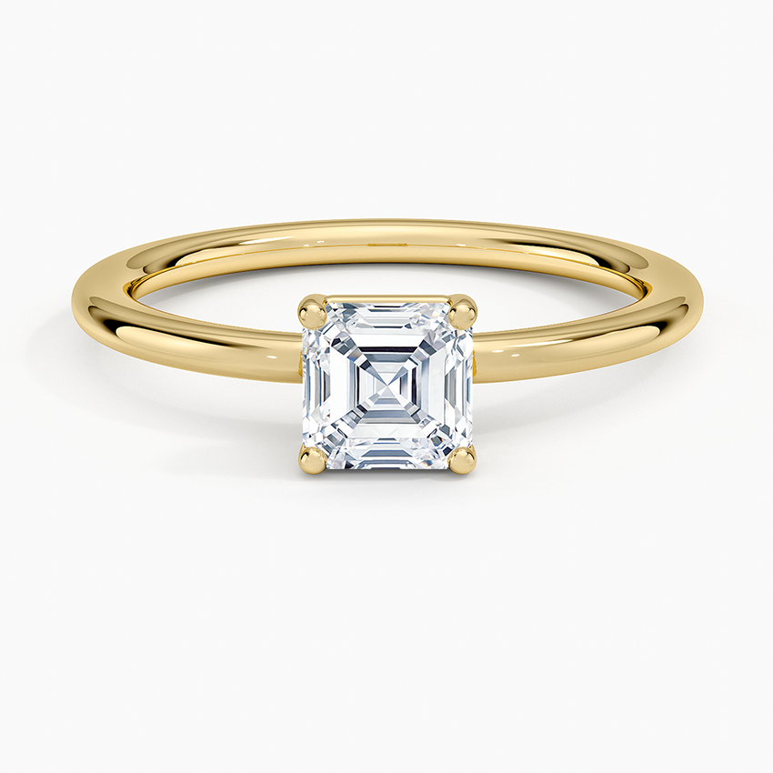 Gwen Perfect Fit Solitaire Ring Yellow Gold 18k Asscher Engagement Ring