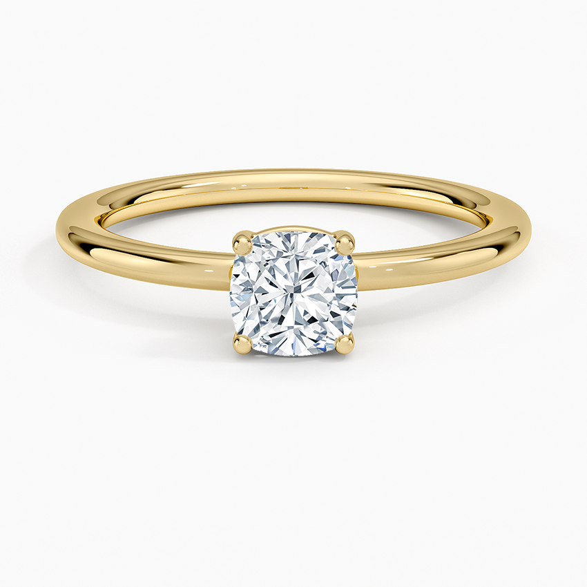 Gwen Perfect Fit Solitaire Ring Yellow Gold 18k Cushion Engagement Ring