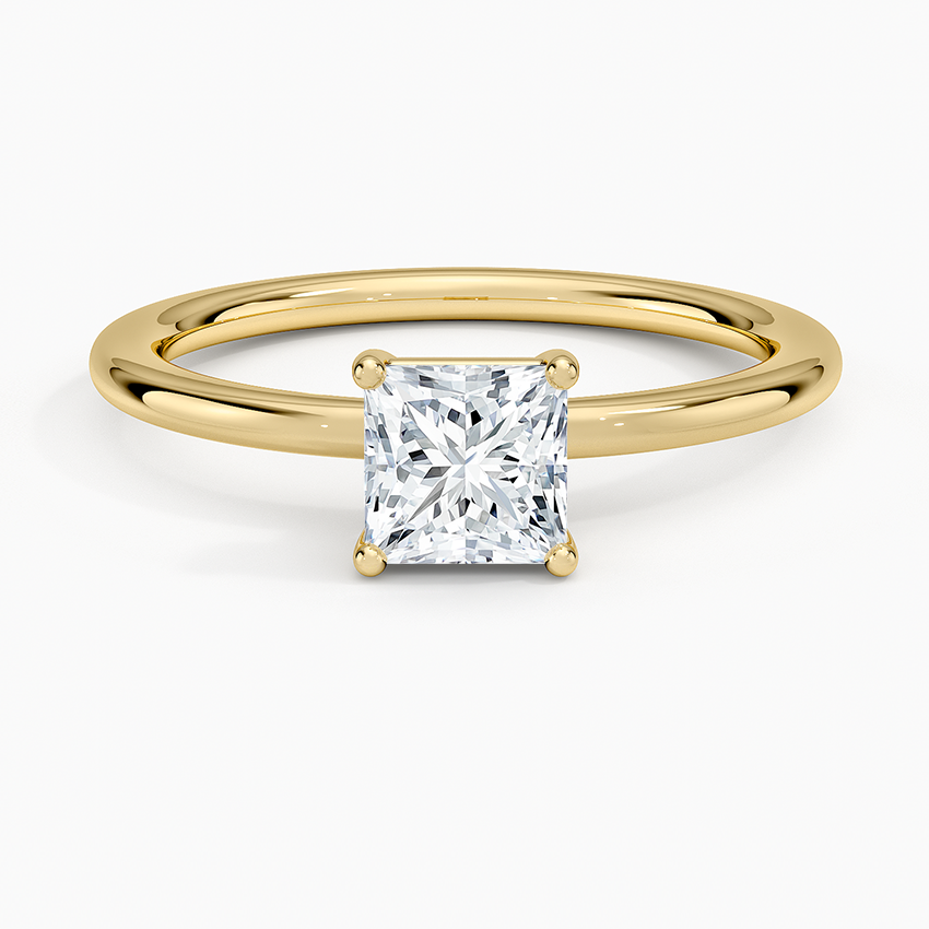 Gwen Perfect Fit Solitaire Ring Yellow Gold 18k Princess Engagement Ring