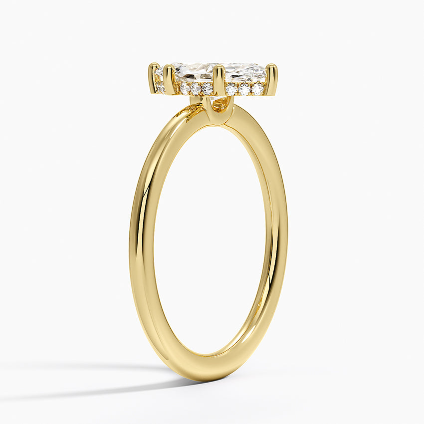 Gwen Perfect Fit Hidden Halo Diamond Ring Yellow Gold 18k Marquise Engagement Ring