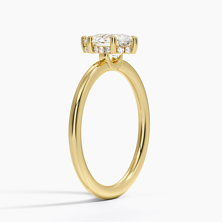 Gwen Perfect Fit Hidden Halo Diamond Ring Yellow Gold 18k Pear Engagement Ring