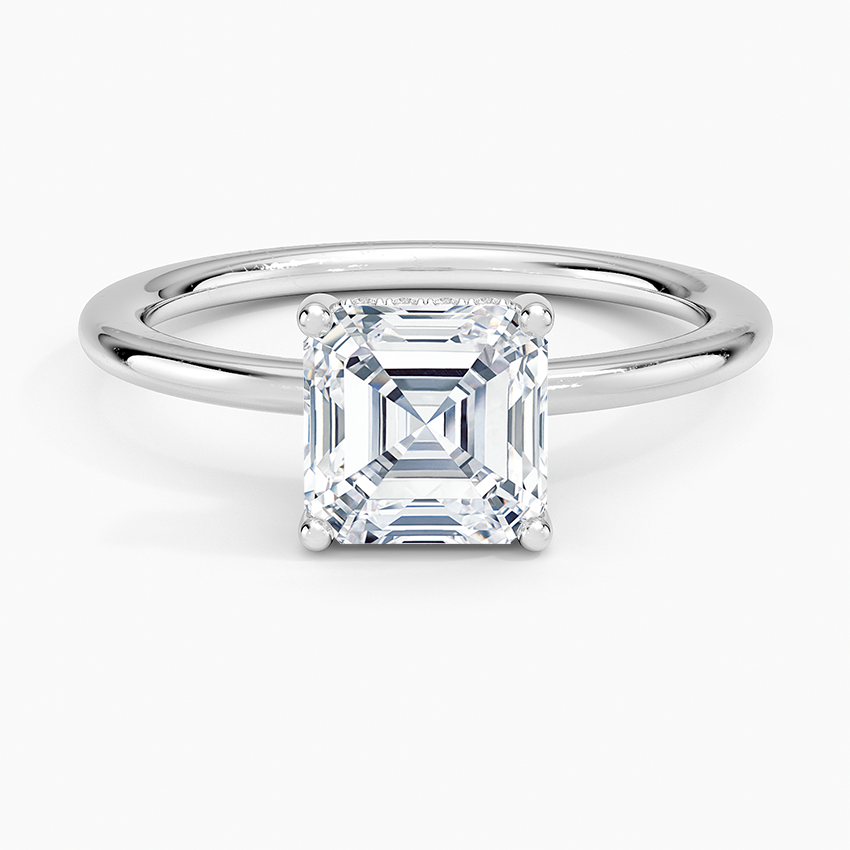 Gwen Perfect Fit Hidden Halo Diamond Ring Platinum Asscher Engagement Ring