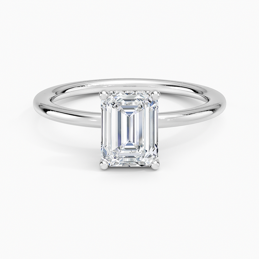 Gwen Perfect Fit Hidden Halo Diamond Ring Platinum Emerald Engagement Ring