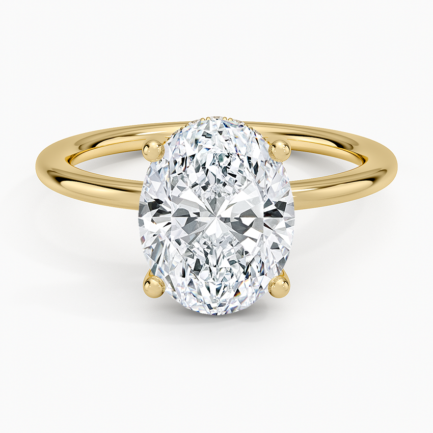 Gwen Perfect Fit Hidden Halo Diamond Ring Yellow Gold 18k Oval Engagement Ring