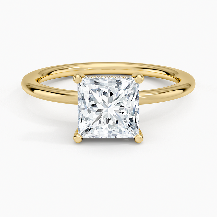 Gwen Perfect Fit Hidden Halo Diamond Ring Yellow Gold 18k Princess Engagement Ring