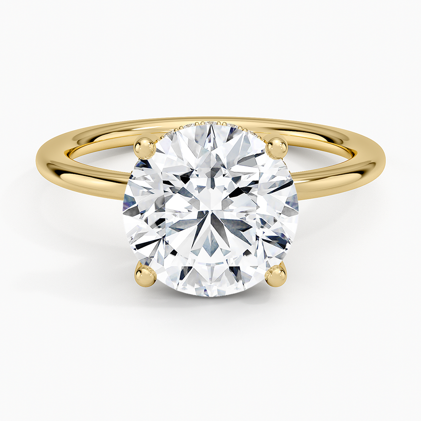 Gwen Perfect Fit Hidden Halo Diamond Ring Yellow Gold 18k Round Engagement Ring
