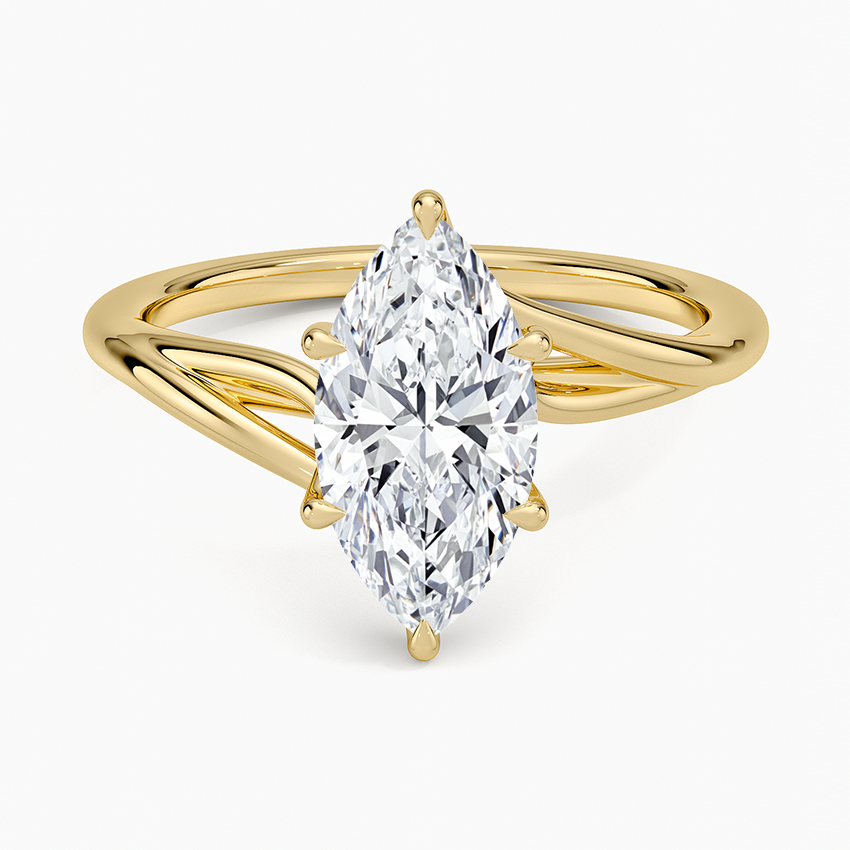 Delilah Twist Solitaire Ring Yellow Gold 18k Marquise Engagement Ring