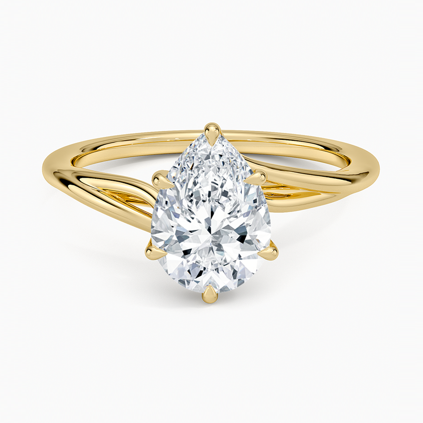 Delilah Twist Solitaire Ring Yellow Gold 18k Pear Engagement Ring