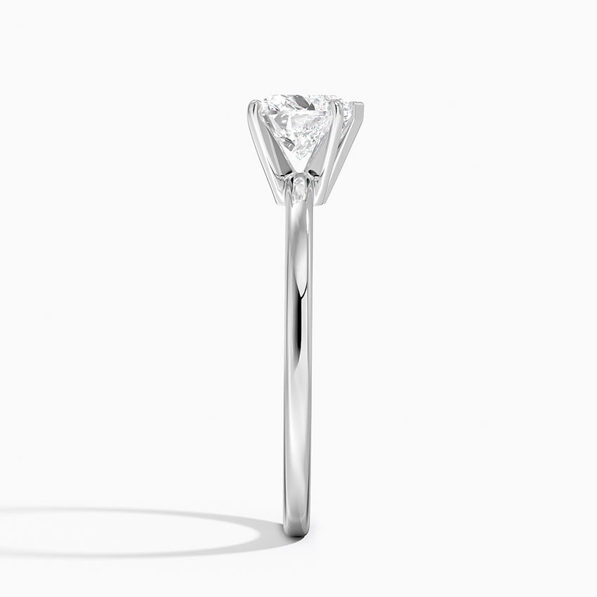 Six-Prong Petite Comfort Fit 1.5mm Solitaire Ring Platinum Heart Engagement Ring