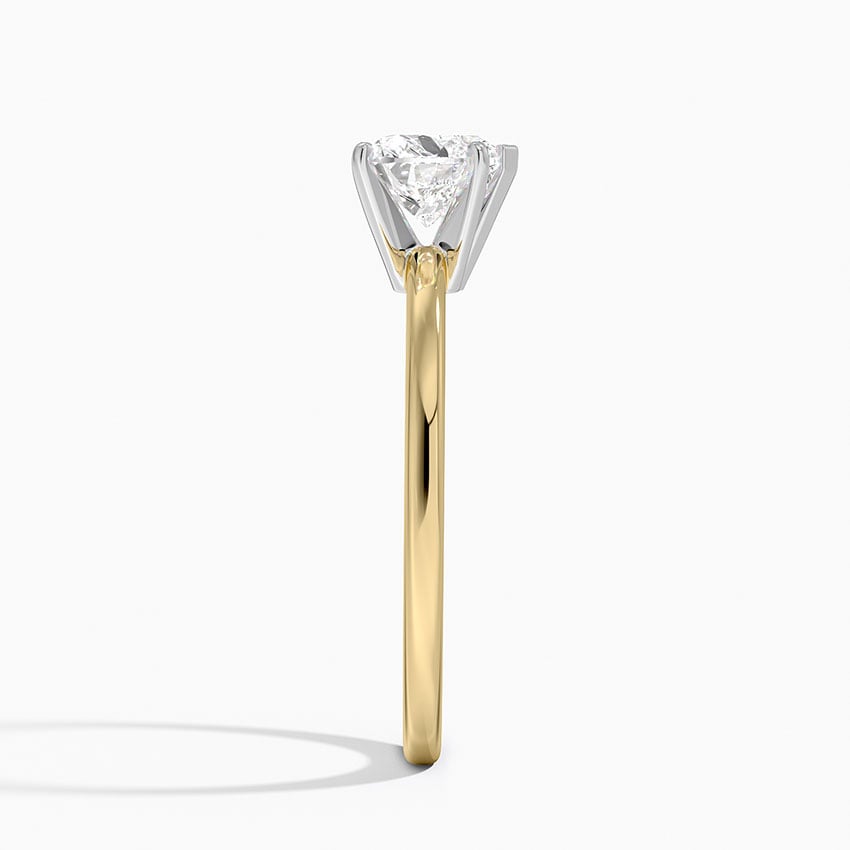 Six-Prong Petite Comfort Fit 1.5mm Solitaire Ring Yellow Gold 18k Heart Engagement Ring