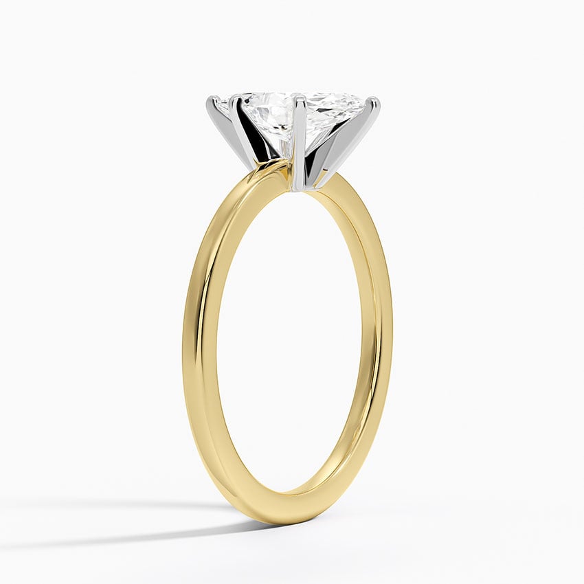Six-Prong Petite Comfort Fit 1.5mm Solitaire Ring Yellow Gold 18k Marquise Engagement Ring
