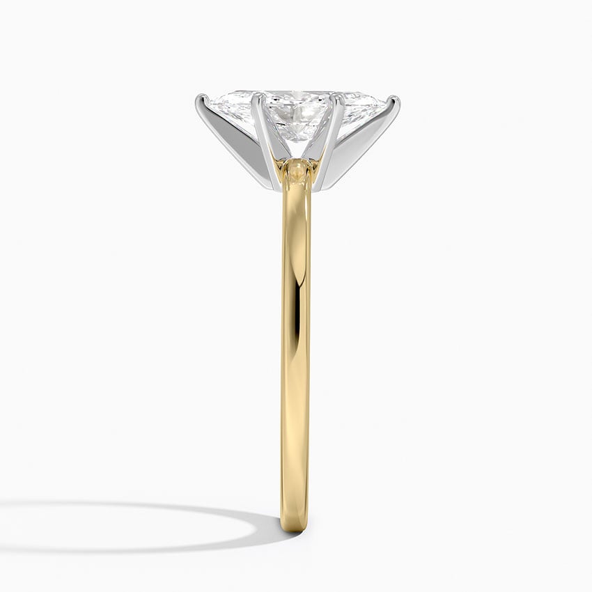Six-Prong Petite Comfort Fit 1.5mm Solitaire Ring Yellow Gold 18k Marquise Engagement Ring