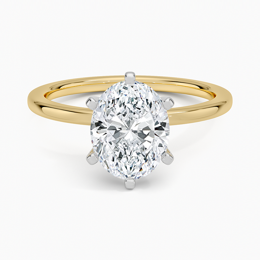 Six-Prong Petite Comfort Fit 1.5mm Solitaire Ring Yellow Gold 18k Oval Engagement Ring