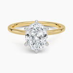 Six-Prong Petite Comfort Fit 1.5mm Solitaire Ring Yellow Gold 18k Oval Engagement Ring