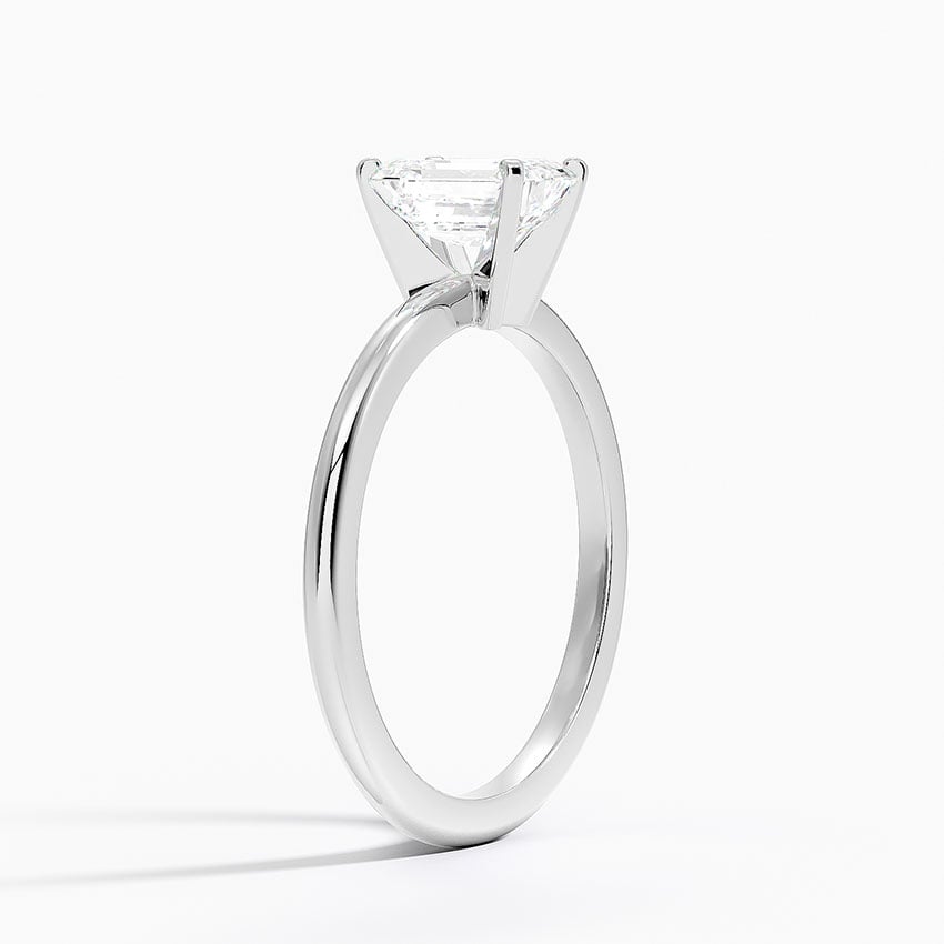 Four-Prong Comfort Fit 1.5mm Ring Platinum Emerald Engagement Ring
