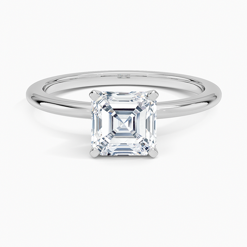 Four-Prong Comfort Fit 1.5mm Ring Platinum Asscher Engagement Ring