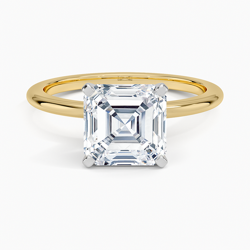 Four-Prong Comfort Fit 1.5mm Ring Yellow Gold 18k Asscher Engagement Ring
