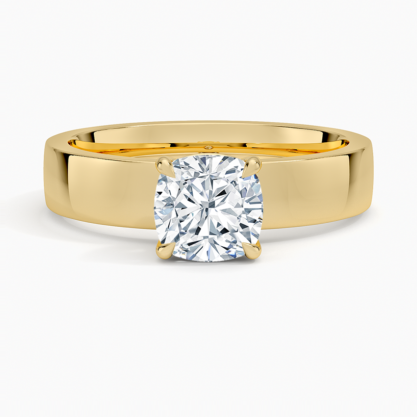 Peyton 4mm Solitaire Ring Yellow Gold 18k Cushion Engagement Ring
