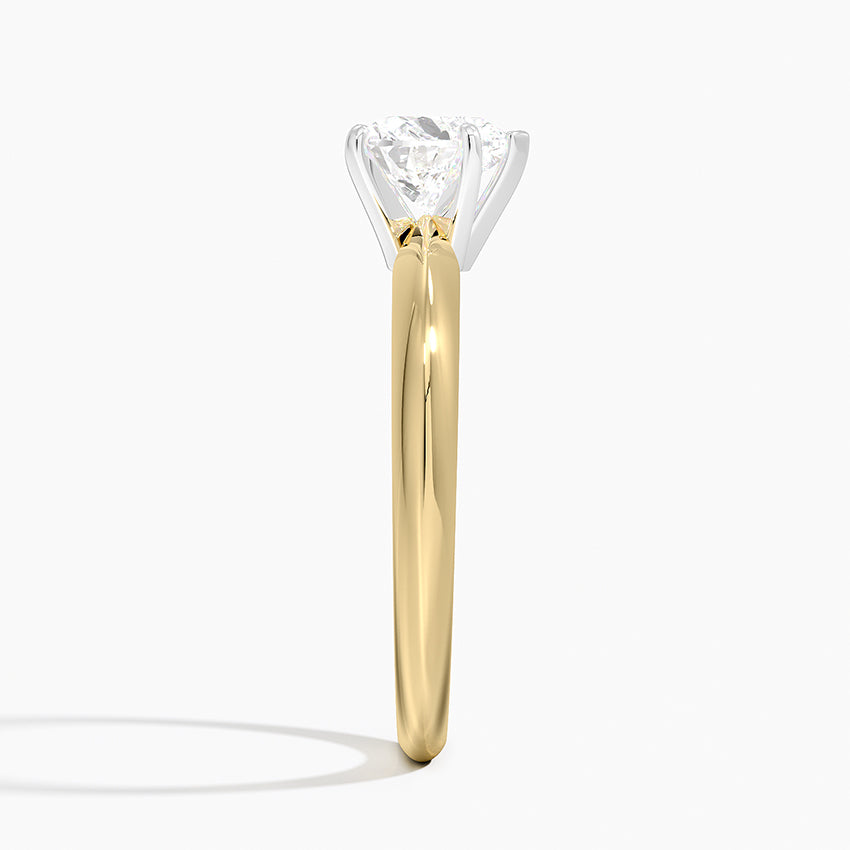 Classic Six-Prong Solitaire Ring Yellow Gold 18k Heart Engagement Ring