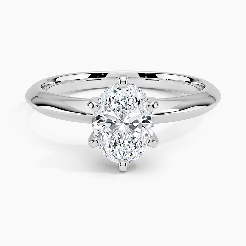 Classic Six-Prong Solitaire Ring Platinum Oval Engagement Ring