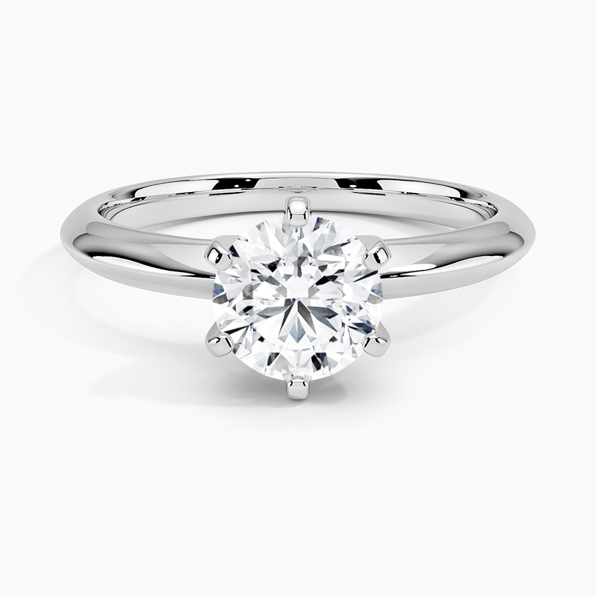 Classic Six-Prong Solitaire Ring Platinum Round Engagement Ring