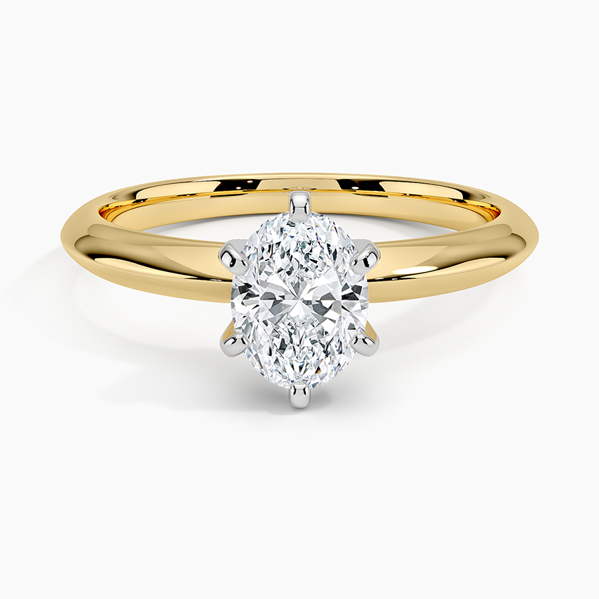Classic Six-Prong Solitaire Ring Yellow Gold 18k Oval Engagement Ring